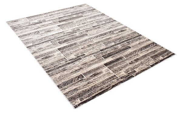 Makro Abra Kusový koberec PETRA 3040 1 244 Desky Dřevo Moderní šedý béžový hnědý Rozměr: 120x170 cm