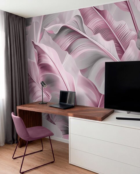Fototapety luxusní velké banánové listy v růžově šedých tónech, Fototapety příroda, Fototapety palmové listy, w07876v2 : uwalls.cz