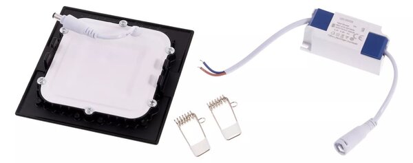T-LED Černý vestavný LED panel hranatý 120 x 120mm 6W Barva světla: Denní bílá 102111