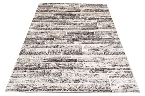 Makro Abra Kusový koberec PETRA 3040 1 244 Desky Dřevo Moderní šedý béžový hnědý Rozměr: 120x170 cm
