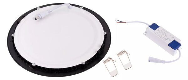 T-LED Černý vestavný LED panel kulatý 225mm 18W Barva světla: Teplá bílá 102136