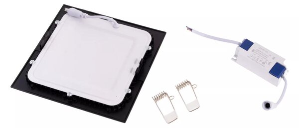 T-LED Černý vestavný LED panel hranatý 170 x 170mm 12W Barva světla: Teplá bílá 102113