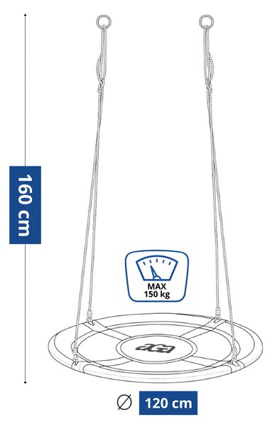 Aga Závěsný houpací kruh 120 cm Růžový s vlajkami
