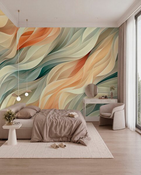 Fototapety Okouzlující abstraktní design s jemnými pastelovými vlnami v, Fototapety 3D, Fototapety 3d geometrické tvary, w01335v1 : uwalls.cz