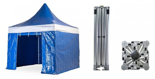 Nůžkový párty stan 3x3 m TENTino BH EXTREME PVC EXTRA HIGH ROOF Barva opláštění (Zvolte variantu): 7A - ČERVENÁ (VOLÁNY BÍLÉ)