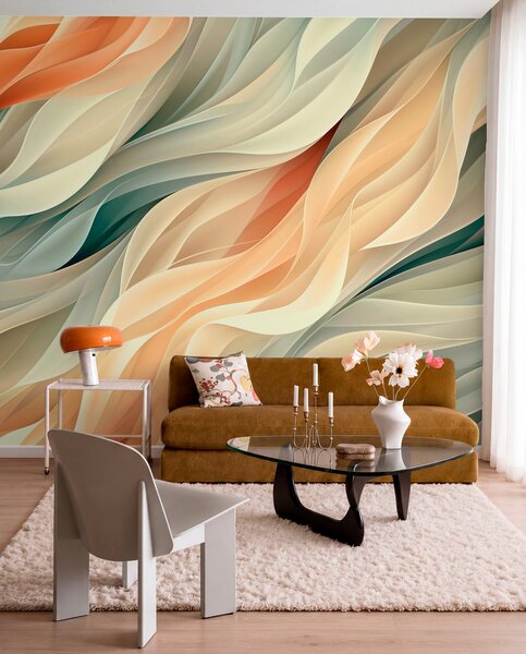Fototapety Okouzlující abstraktní design s jemnými pastelovými vlnami v, Fototapety 3D, Fototapety 3d geometrické tvary, w01335v1 : uwalls.cz