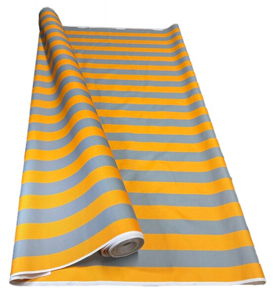 Venkovní látka Pergola (Oxford), 200 g/m², šíře 160 cm, šedo-žluté proužky 5 cm