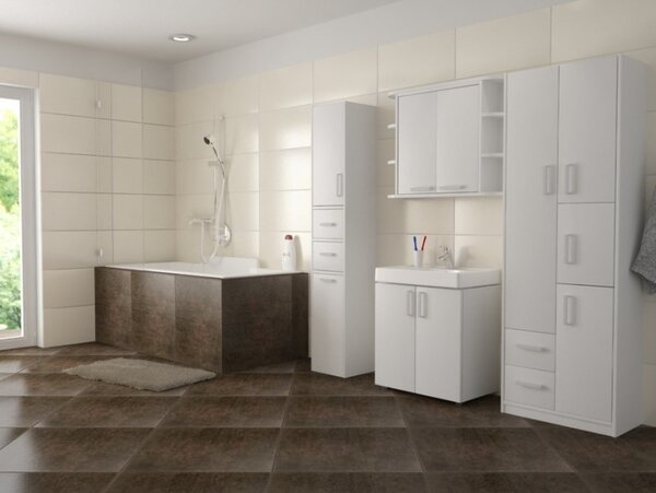 Koupelnová skříňka s košem Bathe 40 cm Olše světlá