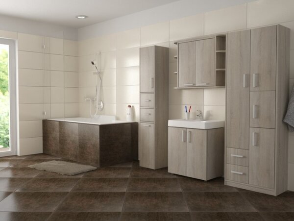 Koupelnová skříňka s košem Bathe 40 cm Olše světlá