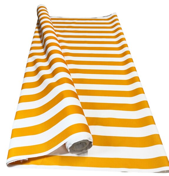 Venkovní látka Pergola (Oxford), 200 g/m², šíře 160 cm, bílo-žluté proužky 5 cm