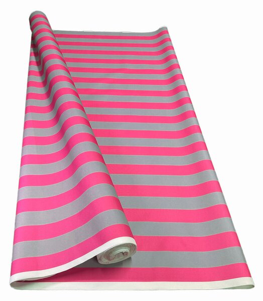 Venkovní látka Pergola (Oxford), 200 g/m², šíře 160 cm, šedo-růžové proužky 5 cm