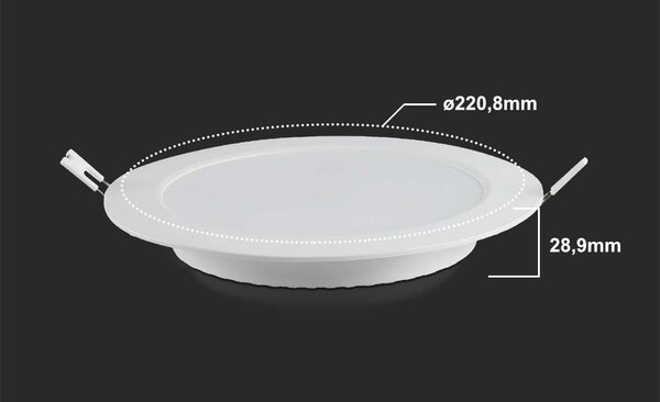 LED Solution Bílý vestavný LED panel kulatý 220mm 18W Economy Barva světla: Studená bílá 7866