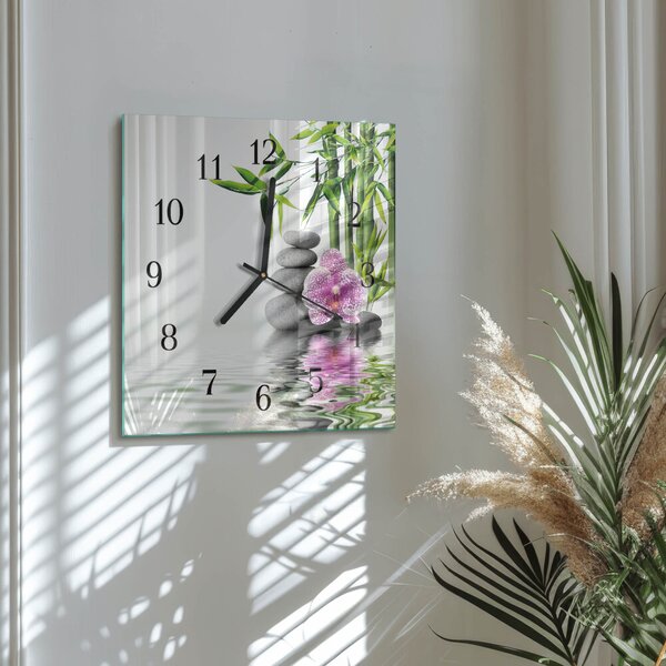 Skleněné hodiny na stěnu Květinový strom zskc-30x30-00058337