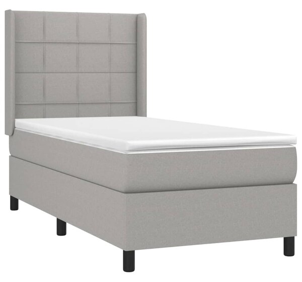 Box spring postel s matrací a LED světle šedá 80x200 cm textil 3138269