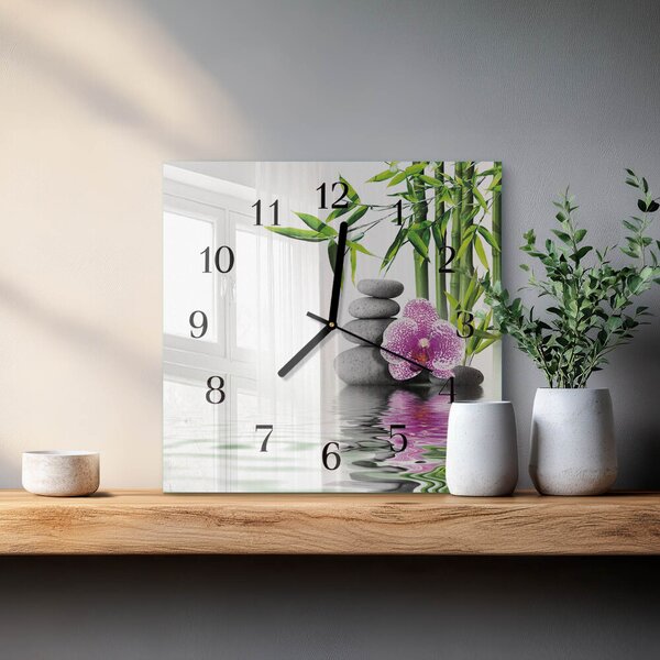 Skleněné hodiny na stěnu Květinový strom zskc-30x30-00058337