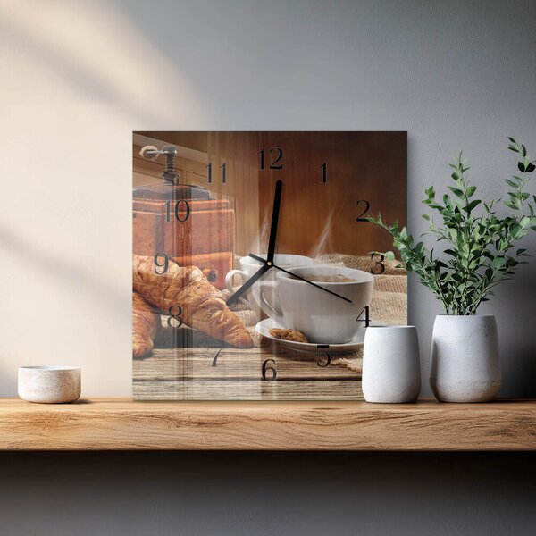 Skleněné hodiny na stěnu Mlýnek na kávu zskc-30x30-00058361