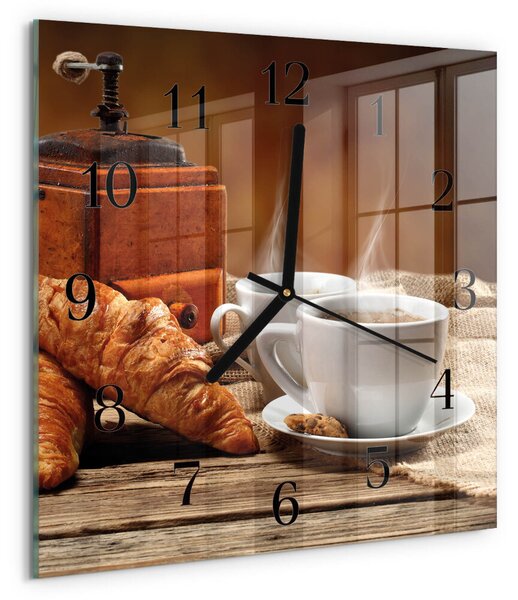 Skleněné hodiny na stěnu Mlýnek na kávu zskc-30x30-00058361