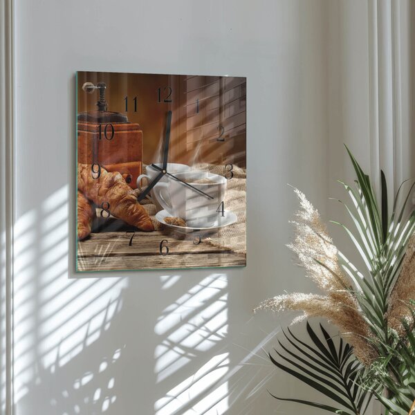 Skleněné hodiny na stěnu Mlýnek na kávu zskc-30x30-00058361
