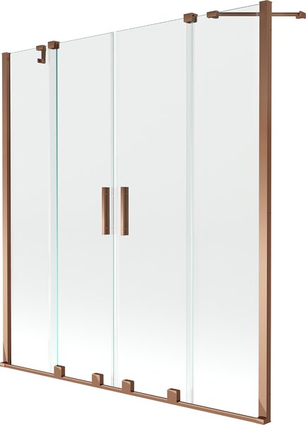 MEXEN - Velar Duo zástěna vanová, 2-křídlo, 140x150 cm - transparentní - posuvná - růžově zlatá - 896-140-000-02-60