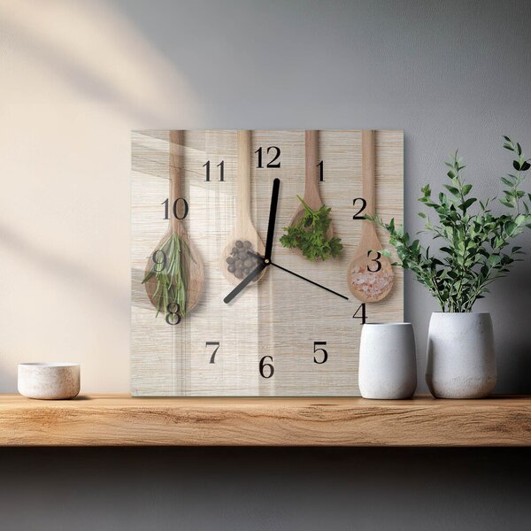 Skleněné hodiny na stěnu Vařečka zskc-30x30-00058379