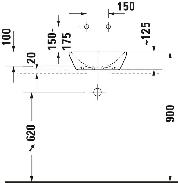 Duravit D-Neo umyvadlo 40x40 cm čtvercový na pult bílá lesk 2397400070