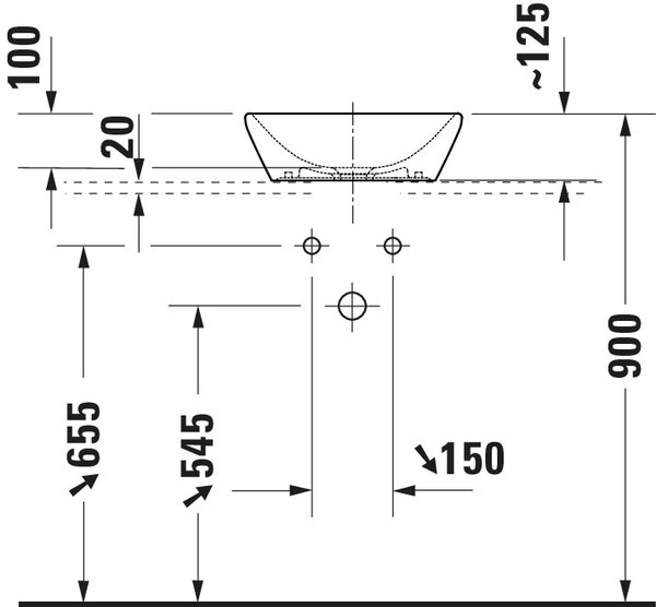 Duravit D-Neo umyvadlo 40x40 cm čtvercový na pult bílá lesk 2397400070