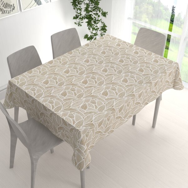 Biante Dekorační obdélníkový ubrus Leona LN-168 Bílé listy na světle hnědém 60x100 cm