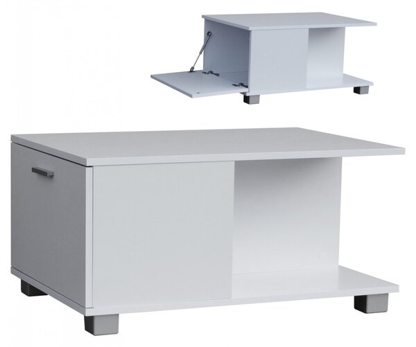 Designový konferenční stolek s přihrádkou bílá