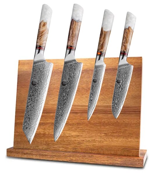 Kuchyňský set 4 nožů SaKuRo White Resin z damaškové oceli