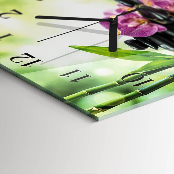 Skleněné hodiny na stěnu Lázeňská orchidej zskc-30x30-00058439