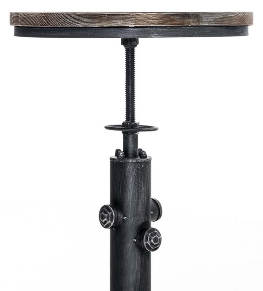 Kovový barový stůl Lumo v industriálním stylu - v79-100 x Ø50 cm - Stříbrná