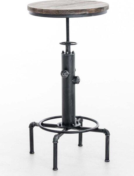 Kovový barový stůl Lumo v industriálním stylu - v79-100 x Ø50 cm - Stříbrná
