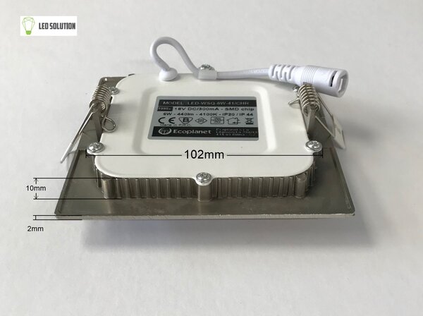 Ecolite Stříbrný vestavný LED panel hranatý 120 x 120mm 6W Barva světla: Denní bílá LED-WSQ-6W/41/CHR