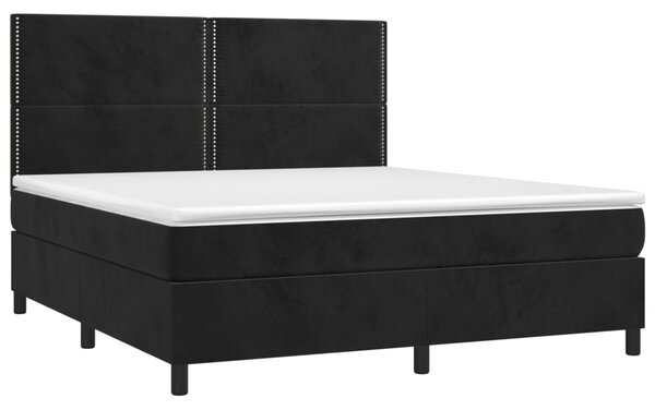Box spring postel s matrací a LED černá 180x200 cm samet 3136079