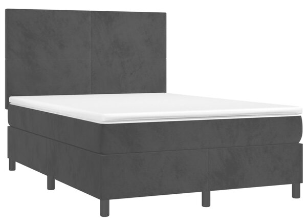 Box spring postel s matrací a LED černá 140x190 cm samet 3136001