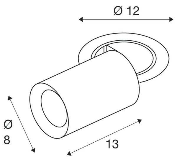 BIG WHITE SLV NUMINOS PROJECTOR M stropní zápustné svítidlo, 2700 K, 20d, válcové, černé/bílé 1006976