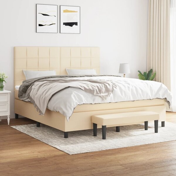 Box spring postel s matrací krémová 160x200 cm textil 3136610
