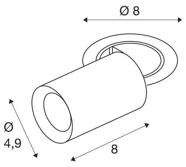 BIG WHITE SLV NUMINOS PROJECTOR X stropní zápustné svítidlo, 2700 K, 55d, válcové, černé/chrom 1006875