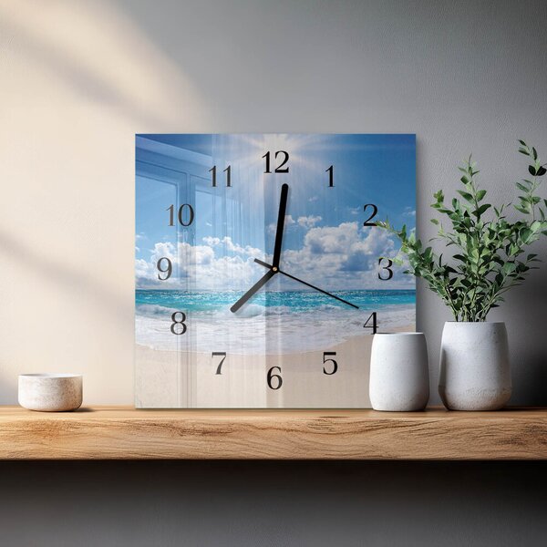 Skleněné hodiny na stěnu Moře zskc-30x30-00058505
