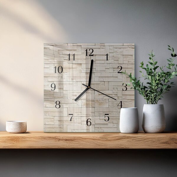 Skleněné hodiny na stěnu Kamenná zeď zskc-30x30-00058511