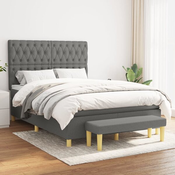 Box spring postel s matrací tmavě šedá 140x200 cm textil 3137398