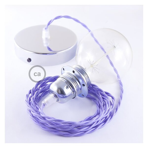 Creative cables Závěsné svítidlo pro stínidla s lila zkrouceným hedvábným textilním kabelem TM07 Velikost: 100 cm, Barva: Chrom, Montáž: Udělej Si Sám Sada