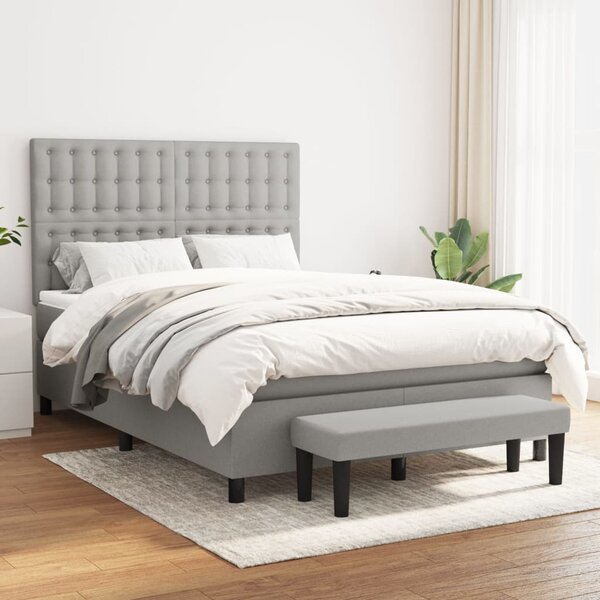 Box spring postel s matrací světle šedá 140 x 200 cm textil 3136917