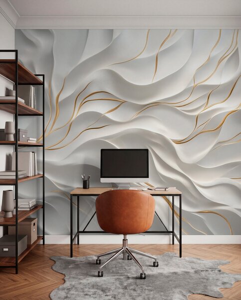 Fototapety Šedé reliéfní vlny se žlutými akcenty, Fototapety 3D, w09724 : uwalls.cz