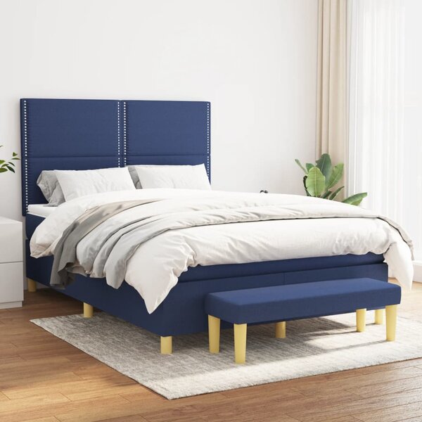 Box spring postel s matrací modrá 140x190 cm textil 3137075