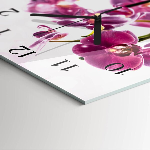Skleněné hodiny na stěnu Orchidej zskc-30x30-00058571