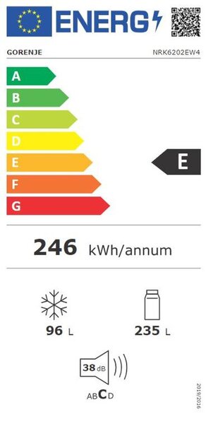 Lednice Gorenje NRK6202EW4 + záruka 15 let na kompresor (E)