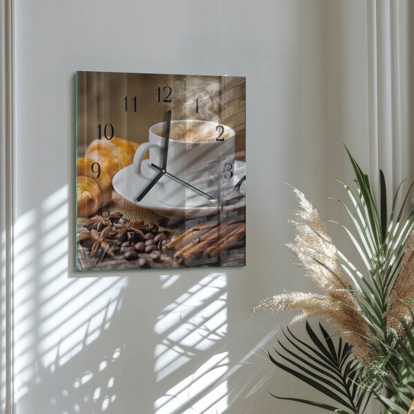 Skleněné hodiny na stěnu Skořicový anýz zskc-30x30-00058589