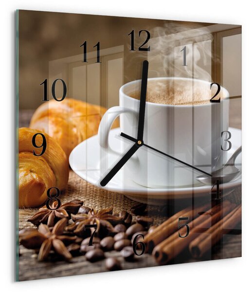 Skleněné hodiny na stěnu Skořicový anýz zskc-30x30-00058589