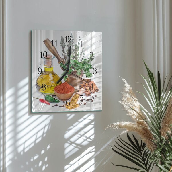 Skleněné hodiny na stěnu Koření zskc-30x30-00058625